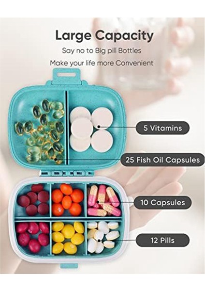 8 Adet Günlük Hap Saklama Kutusu, 8 Bölmeli Taşınabilir Ilaç Kutuları, Vitaminler Için Ilaç Kutuları (Yurt Dışından) fiyatları