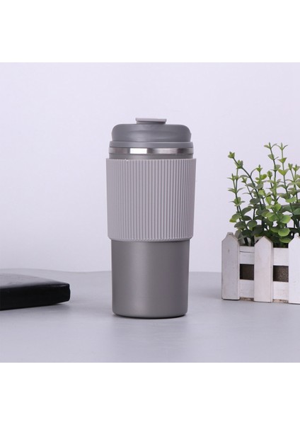 Coffee Cup Double Wall Heat Resistant Silicone Grip Travel Mug, Eco-Friendly Portable Cups With Leakproof Lid Grey (Yurt Dışından) indirimleri