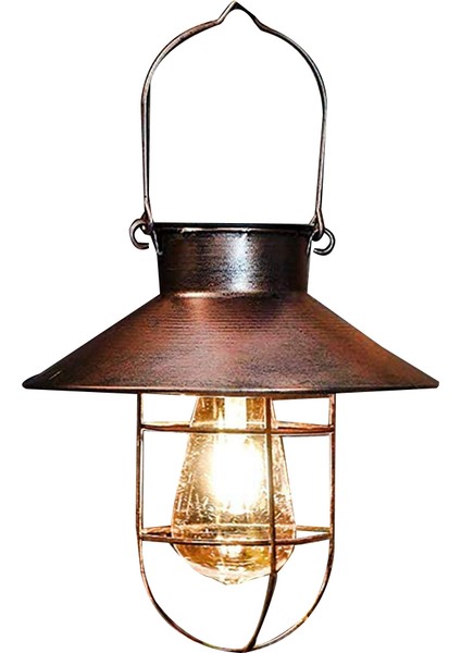 Güneş Fener Lambası Açık Asılı Su Geçirmez Vintage Metal Tungsten Ampul Dekoratif ile Güneş Bahçe Işıkları (Yurt Dışından)