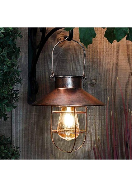 Güneş Fener Lambası Açık Asılı Su Geçirmez Vintage Metal Tungsten Ampul Dekoratif ile Güneş Bahçe Işıkları (Yurt Dışından)