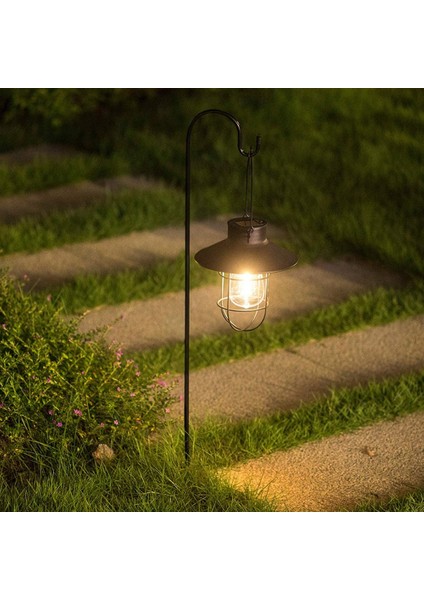 Güneş Fener Lambası Açık Asılı Su Geçirmez Vintage Metal Tungsten Ampul Dekoratif ile Güneş Bahçe Işıkları (Yurt Dışından)