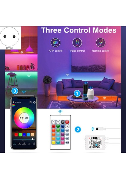 SMD5050 Rgb LED Işıklar Uzaktan Kumandalı Akıllı Telefon Uygulaması ile Yatak Odası Bar Odası Için LED Işıkları Kontrol Edin Dıy 20 M Ab Tak (Yurt Dışından) fiyatları