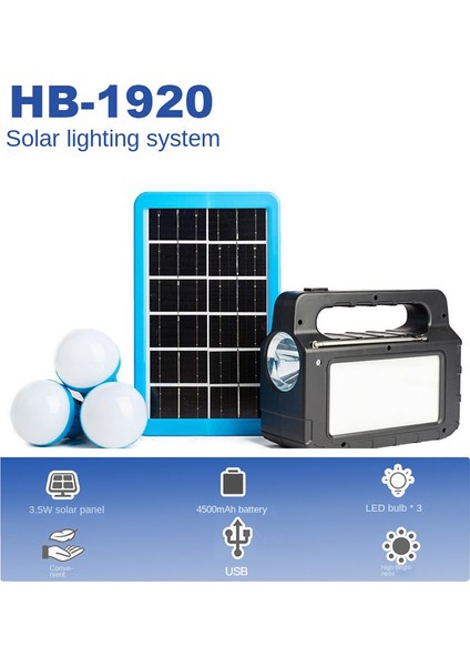 Kamp Güneş Paneli Işık 3 Ampul Seti Radyo Enerji Tasarruflu Güneş Işığı Açık Kapalı Şarj Edilebilir LED Işık (Yurt Dışından)