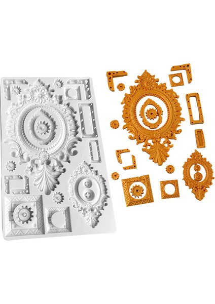 Adet Avrupa Pasta Klasik Vintage Tarzı Çerçeve Çerçeve Silikon Kalıp Şeker Kek Dekorasyon Mutfak Pasta Araçları (Yurt Dışından)