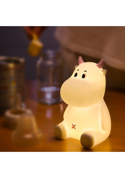 Çocuklar Çocuklar Için Gece Lambası Bebek Hediye Başucu Yatak Odası LED Hayvan Karikatür Lamba USB Şarj Edilebilir Kontak Sensörü (Pembe) (Yurt Dışından)