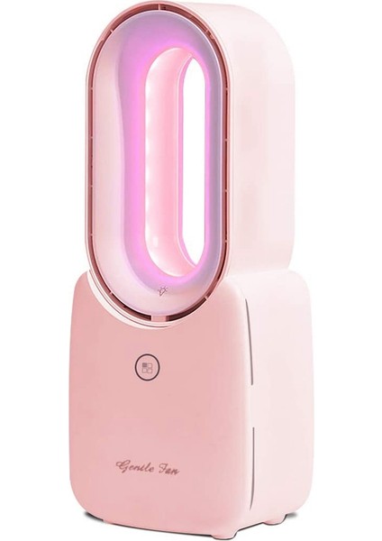 Bladeless Fan, Masa Fanı Hava Soğutucu Küçük Masa Fanı Şarj Edilebilir USB Kişisel Fan, Ofis Yatak Odası Için Pembe (Yurt Dışından)