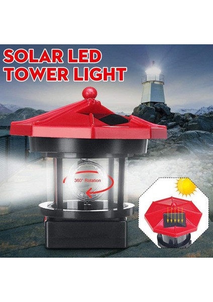 Güneş Çim Işık Güneş LED Dönen Deniz Feneri Açık Su Geçirmez Bahçe Avlu Dekorasyonu (Kırmızı) (Yurt Dışından) fiyatları