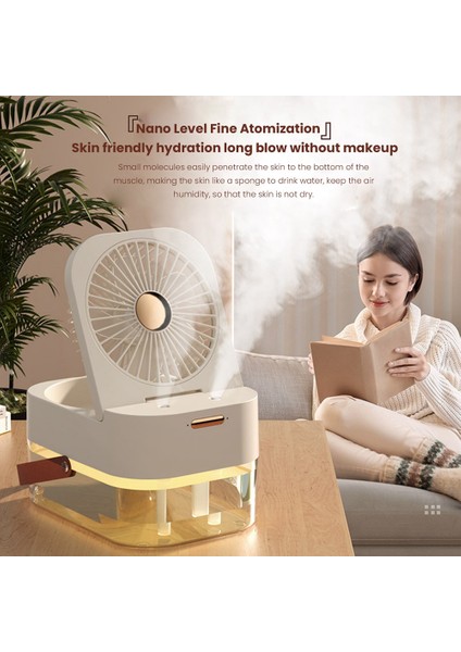 Yeni Nemlendirici Su Buharlı Vantilatör Taşınabilir Fan Hava Soğutucu USB Fan Masaüstü Vantilatör Gece Lambası ile Yaz Beyaz (Yurt Dışından)
