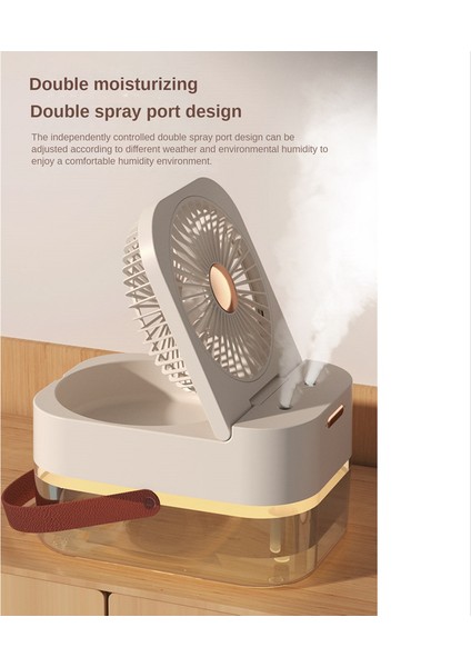 Yeni Nemlendirici Su Buharlı Vantilatör Taşınabilir Fan Hava Soğutucu USB Fan Masaüstü Vantilatör Gece Lambası ile Yaz Beyaz (Yurt Dışından)