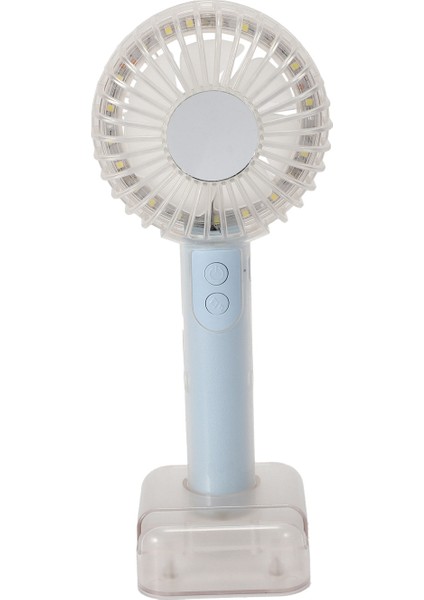 Taşınabilir Kristal Fan Mini USB Gece Lambası Fanı El Aynası Küçük Fan (Mavi) (Yurt Dışından)