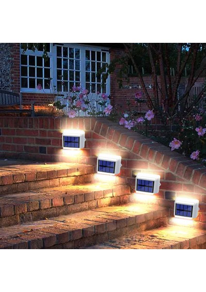 Dekorasyon LED Güneş Enerjili Dış Mekan Işıkları Güneş Çit Lambası IP65 Su Geçirmez Güneş Güverte Işığı Otomatik Açma/kapama Modu 4 Adet Beyaz (Yurt Dışından) modelleri