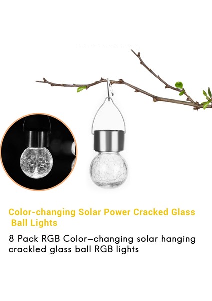 Asılı Güneş Işıkları Açık 8 Paket LED Güneş Crackle Küre Işıkları Su Geçirmez Küre Aydınlatma Dekorasyon Beyaz (Yurt Dışından) fırsatları