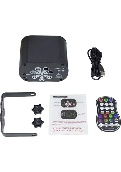 Uzaktan USB Sahne Aydınlatma Efekti 60 Desen Rgb Uv LED 8 Delikli Lazer Projektör, Otomatik Ses Kontrollü (Usb Fişi) (Yurt Dışından)