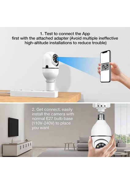 4 Paket Ampul Güvenlik Kamerası Dış Mekan, 2.4g Wifi Işık Soketi Güvenlik Kamerası, Güvenlik Kamerası Ampul Dış Mekan (Yurt Dışından) fırsatları