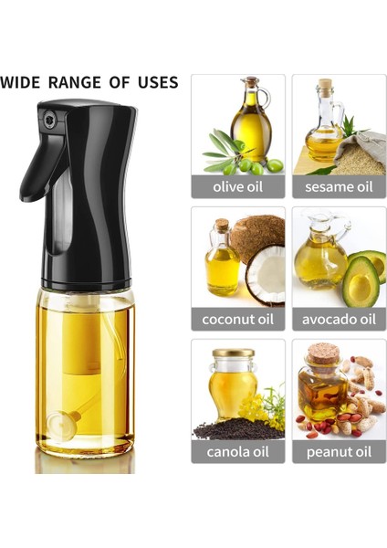 Pişirme Için Yağ Püskürtücü, 200ML Zeytinyağı Sprey Şişesi Püskürtücü, Hava Fritöz Aksesuarları, Salata Yapımı/pişirme/kızartma Için, Siyah (Yurt Dışından)