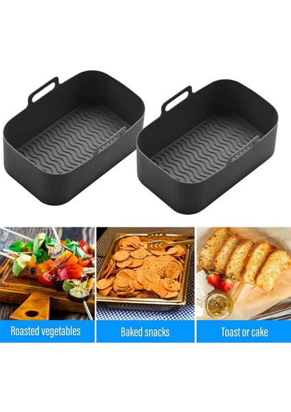 2 Adet Silikon Pot Hava Fritöz Yeniden Kullanılabilir Silikon Hava Fritöz Astar Katlanabilir Sepet Hava Fritöz Rafı Kolları ile Siyah (Yurt Dışından) fırsatları