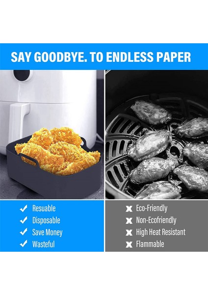 2 Adet Silikon Pot Hava Fritöz Yeniden Kullanılabilir Silikon Hava Fritöz Astar Katlanabilir Sepet Hava Fritöz Rafı Kolları ile Siyah (Yurt Dışından) indirimleri