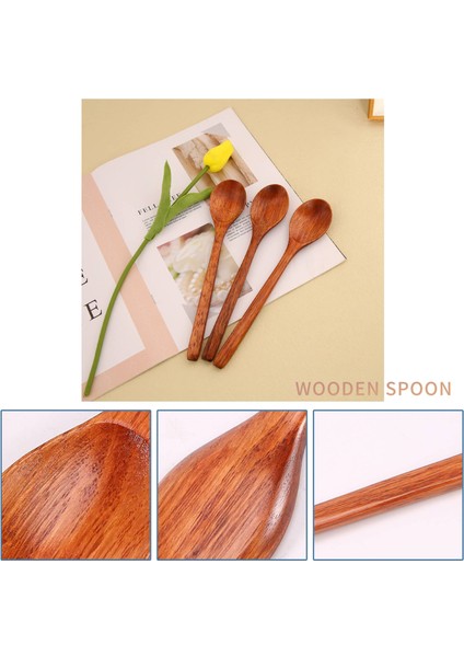 Wooden Spoons, 6 Pieces Wood Soup Spoons For Eating Mixing Stirring, Long Handle Spoon Kitchen Utensil (Yurt Dışından)