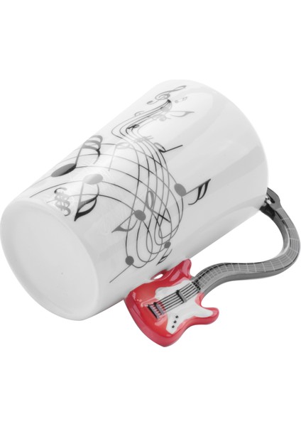 Music Style Guitar Ceramic Mug Coffee Tea Milk Stave Cups With Handle Coffee Mug Novelty Gifts Red Guitar Black Free (Yurt Dışından)