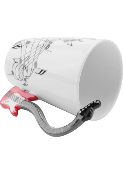 Music Style Guitar Ceramic Mug Coffee Tea Milk Stave Cups With Handle Coffee Mug Novelty Gifts Red Guitar Black Free (Yurt Dışından)