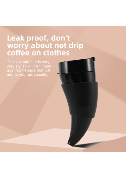 Goat Horns Coffee Mug 230ML Stainless Steel Vacuum Cup Flask Tea Cups Travel Couple Water Bottle With Rope-Black (Yurt Dışından) modelleri