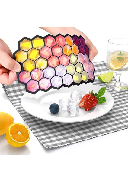 Ice-Cube Tray For Freezer With Lid, Silicone Trays Spill-Resistant Removable Cover, Black (Yurt Dışından)