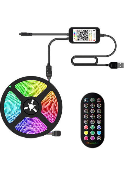 Renk Değiştiren Müzik Senkronizasyonlu LED Işıklar Rgb Işıklar 5050 Smd App Kontrolü, Ev Partisi Için Uzaktan Kumanda ile 1m A (Yurt Dışından)