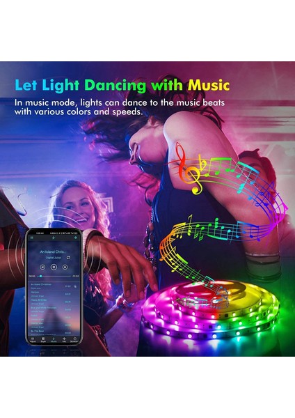 Renk Değiştiren Müzik Senkronizasyonlu LED Işıklar Rgb Işıklar 5050 Smd App Kontrolü, Ev Partisi Için Uzaktan Kumanda ile 1m A (Yurt Dışından) fırsatları