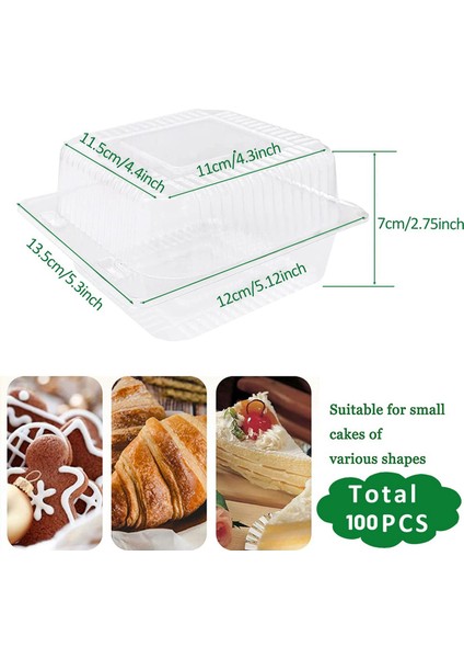 300 Adet Tek Bireysel Kek Dilim Kutuları Tatlı Kapları Cheesecake Kutuları Istiflenebilir Kare Kutular Şeffaf Gıda Kutuları (Yurt Dışından)