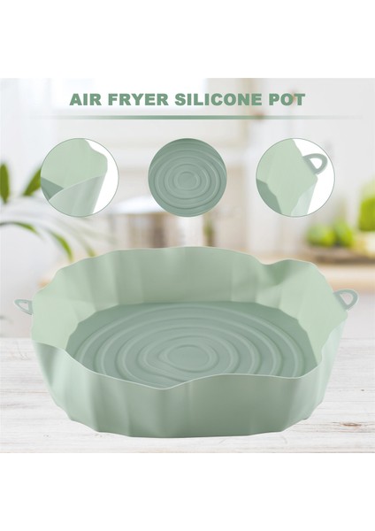 20CM Hava Fritözler Fırın Fırın Tepsisi Kızarmış Tavuk Sepeti Mat Airfryer Silikon Pot Yuvarlak Yedek Izgara Tavası Yeşil (Yurt Dışından)