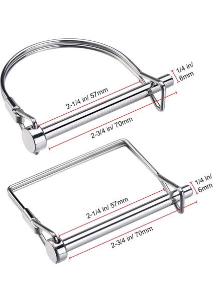 20 Parça Mil Kilitleme Pimi Emniyet Bağlantı Pimi 1/4 Inç Çaplı, 2 Şekilde Kare ve Kemer (Gümüş) (Yurt Dışından)