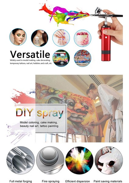 Benzersiz Airbrush Seti Sanat Modeli Vücut Boyası Sanatçı Makyaj Araçları Için Yerçekimi Tipi Püskürtme Araçları ile Güçlü Kompresör (A) (Yurt Dışından) fiyatları