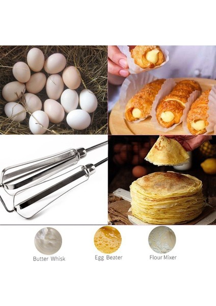 2x Döner Manuel El Çırpma Yumurta Çırpıcı Mikser Blender Paslanmaz Çelik (Yurt Dışından)