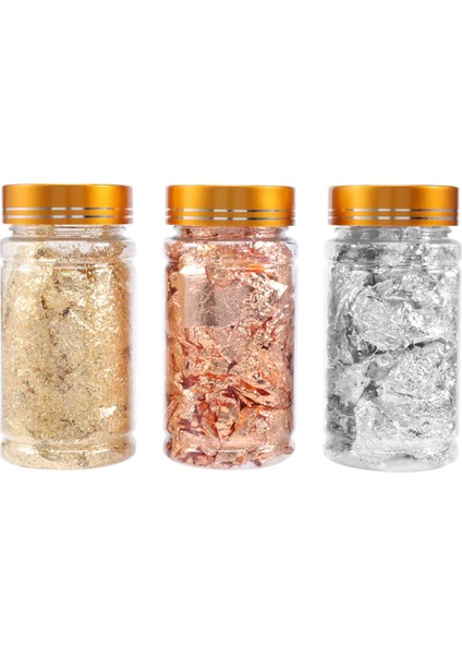 Reçine Tepsisi Için Altın Folyo Gevreği, Resim Sanatları ve El Sanatları Için 3 Şişe Metalik Folyo Gevreği, Tırnak Sanatı (Yurt Dışından) fiyatları