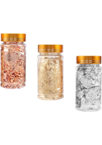 Reçine Tepsisi Için Altın Folyo Gevreği, Resim Sanatları ve El Sanatları Için 3 Şişe Metalik Folyo Gevreği, Tırnak Sanatı (Yurt Dışından) modelleri