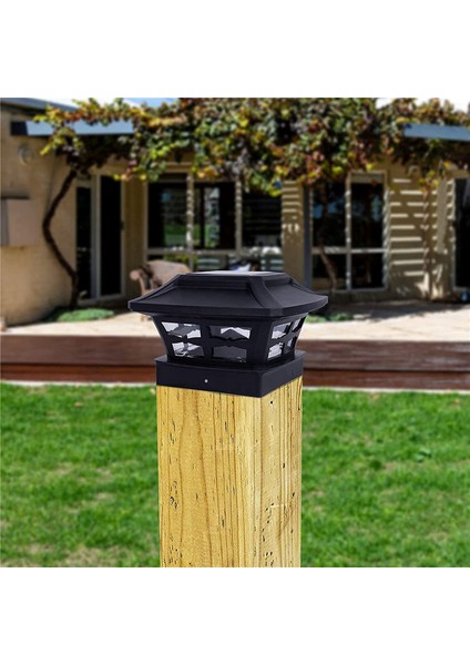 Güneş Direk Başlığı Işıkları 2 Aydınlatma Modu Ahşap Direkler Için LED Güverte Çit Başlığı Işıkları Bahçe Dekorasyon Sıcak Siyah (Yurt Dışından) modelleri