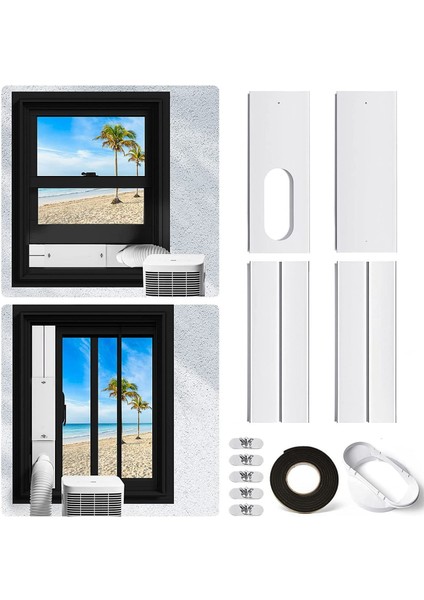 5 Inç Bağlayıcılı Taşınabilir Ac Pencere Kiti, Taşınabilir Klima Için Ayarlanabilir Ac Havalandırma Kiti Evrensel Pencere Contası (Yurt Dışından) fiyatları