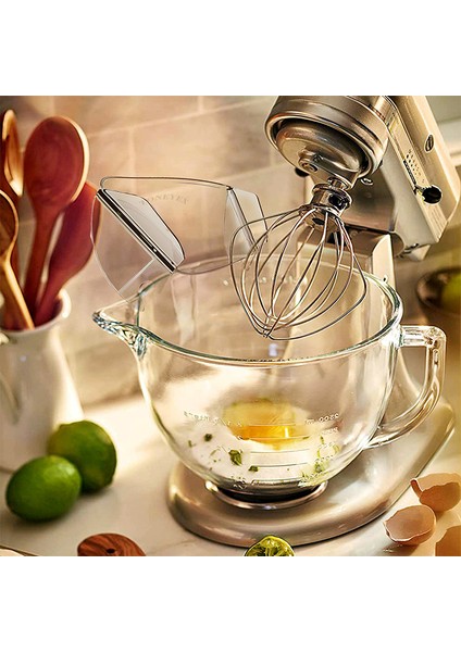 Düz Kenarlı Çırpıcı, 4,5-5 Quart Kaseler Için Çift Taraflı Esnek Silikon Kenarlı Kase Kazıyıcı ve Stand Mikser Için Dökme Kalkanı (Yurt Dışından)