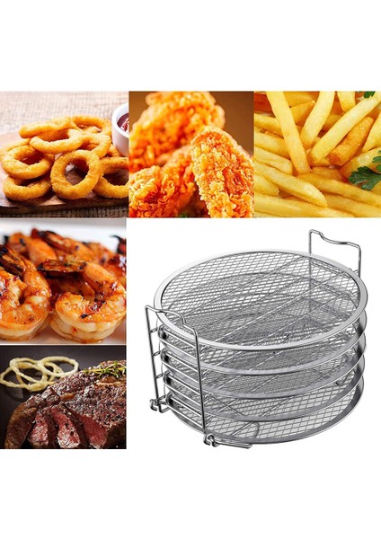 5 Katmanlı Hava Fritöz Rafı Paslanmaz Çelik Istiflenebilir Izgara Izgara Rafı Ninja Foodi 6.5 Qt/8 Qt Hava Fritöz Sepeti Tepsisi (Yurt Dışından)