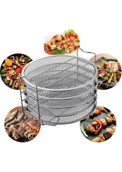 5 Katmanlı Hava Fritöz Rafı Paslanmaz Çelik Istiflenebilir Izgara Izgara Rafı Ninja Foodi 6.5 Qt/8 Qt Hava Fritöz Sepeti Tepsisi (Yurt Dışından)