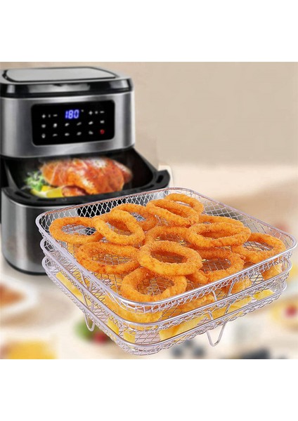2 Adet 8 Inç Hava Fritöz Rafı Anında Vortex Hava Fritöz, Philips, Cosorı Hava Fritöz, Kare Üç Istiflenebilir Kurutucu Rafları (Yurt Dışından)
