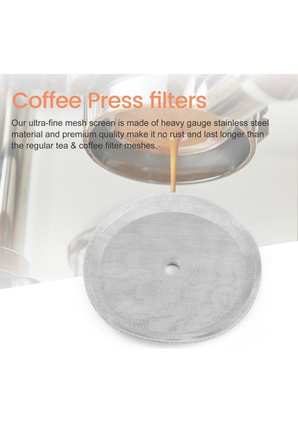 French Press Replacement Filters Mesh Screen Coffee Press Filters-Includes Metal Center Ring Reusable Stainless Steel Mesh Replacements For 1000 ml French Press Screen (Yurt Dışından)