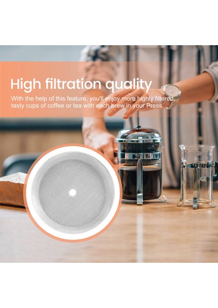 French Press Replacement Filters Mesh Screen Coffee Press Filters-Includes Metal Center Ring Reusable Stainless Steel Mesh Replacements For 1000 ml French Press Screen (Yurt Dışından)