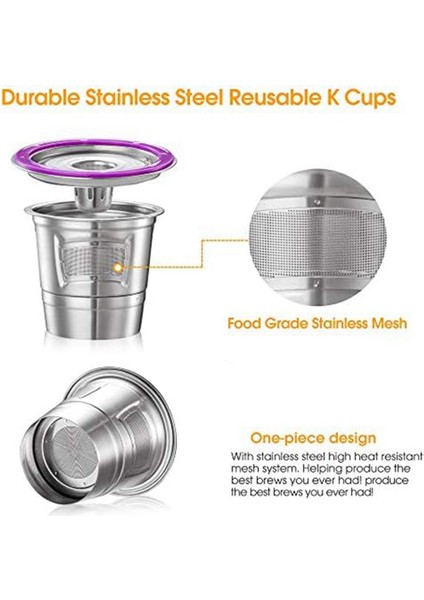 Stainless Steel Coffee Cup Reusable K Cup For 2.0/1.0 Mini Plus Coffee Filter Accessory Coffee Cup Refillable (Yurt Dışından)