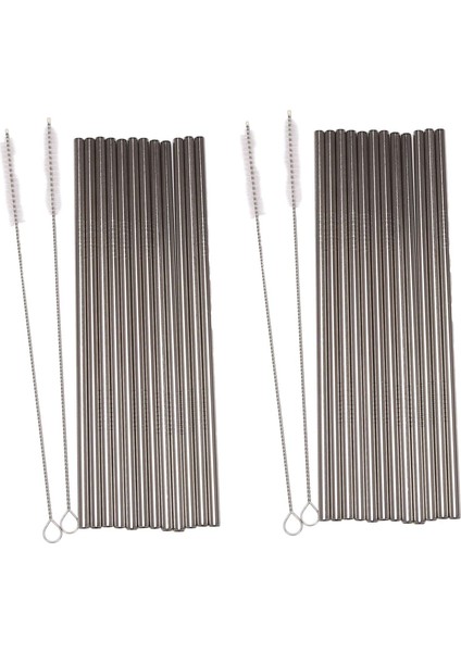 Set Of 24, Stainless Steel Straws, Reusable Metal Drinking Straws, Straight Straws + 4 Cleaning Brushes (Yurt Dışından)
