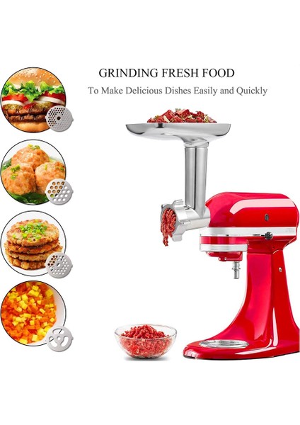 Kitchenaid Stand Mikserleri Için Kıyma Makinesi Aparatı, Sosis Doldurma Tüpleri Dahil, Dayanıklı Gıda Öğütücü Aparatları (Yurt Dışından)