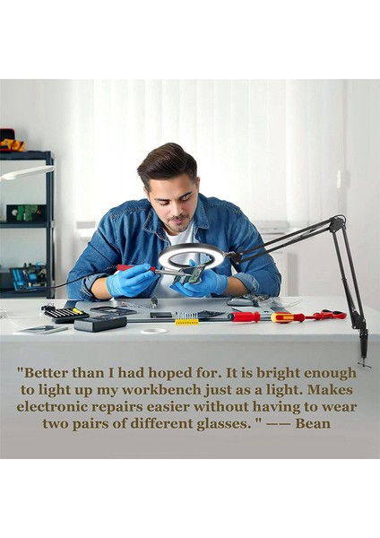 Işık ve Braketli 2x Büyüteç, 3 Renk Modu Kademesiz Kısılabilir LED Masa Lambası, Okuma ve Onarım Için Kullanılır (Yurt Dışından) fiyatları