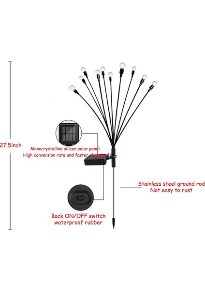1pcs 10 Kafa Güneş Enerjili Ateşböceği Işıkları, 10 LED Dış Mekan Su Geçirmez Güneş Sallanan Bahçe Işıkları (Yurt Dışından) fiyatları