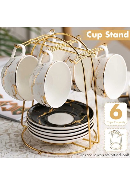 Nordic Home Kitchen Tabletop Coffee Mug Holder 6 Cups Stand Gold Metal Cups Holders Rack Drain Organizer Rack (Yurt Dışından)