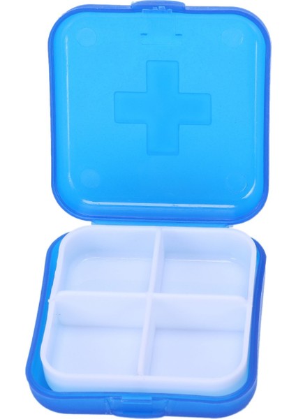 Yeni Taşınabilir 4 Yuvalı Tıp Vaka Organizatör Plastik Hap Kutuları Konteyner Bölmesi Tıp Tablet Tutucu (Mavi) (Yurt Dışından)